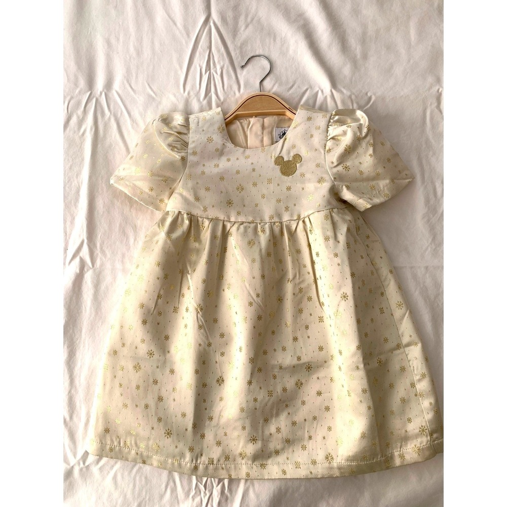 Disney Girls Ivory Gold Glitter Satin Minnie Mouse Princess Dress NWOT / Size 4 - Picture 11 of 16